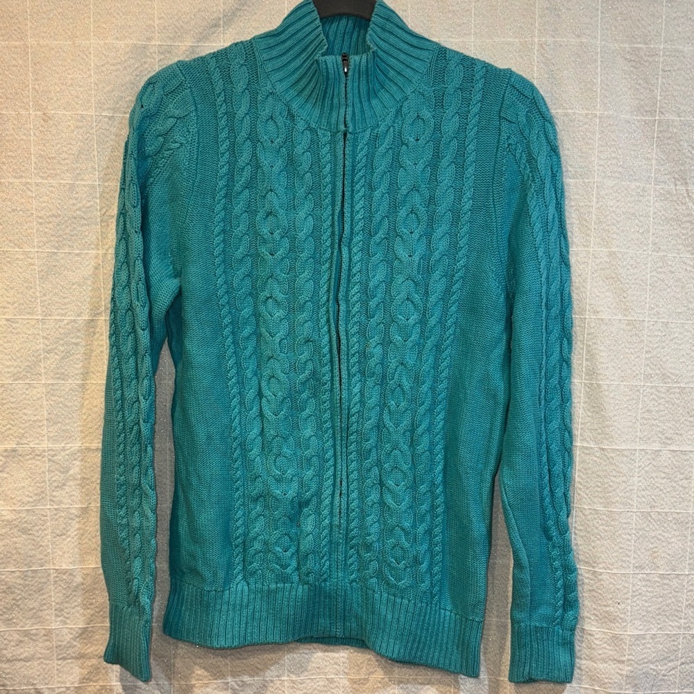 L.L. Bean Men's Turquoise Zip-Up Sweater